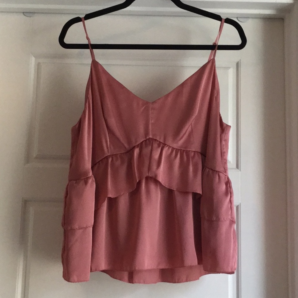 Anthropologie silk ruffle tank top